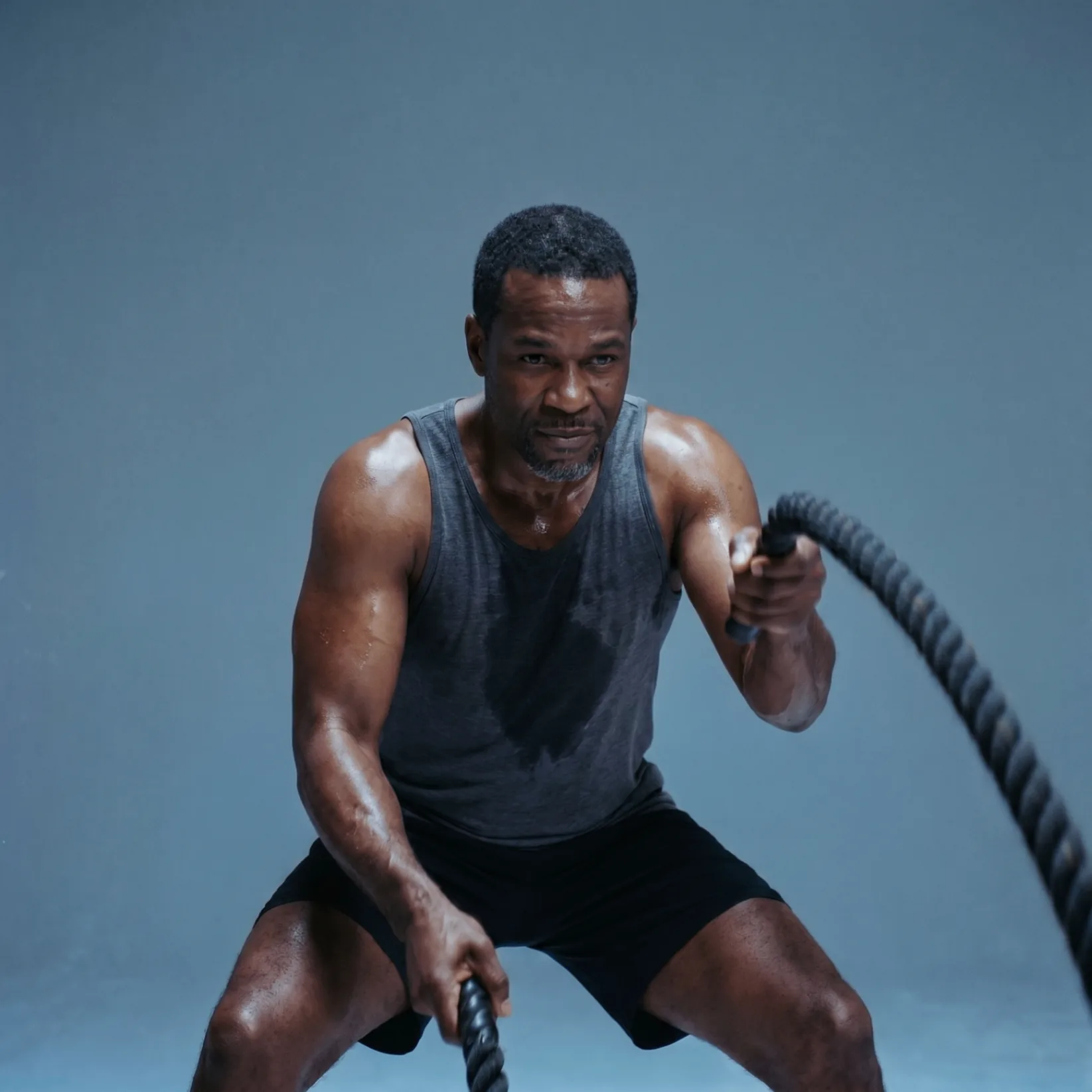 Active man training outdoors