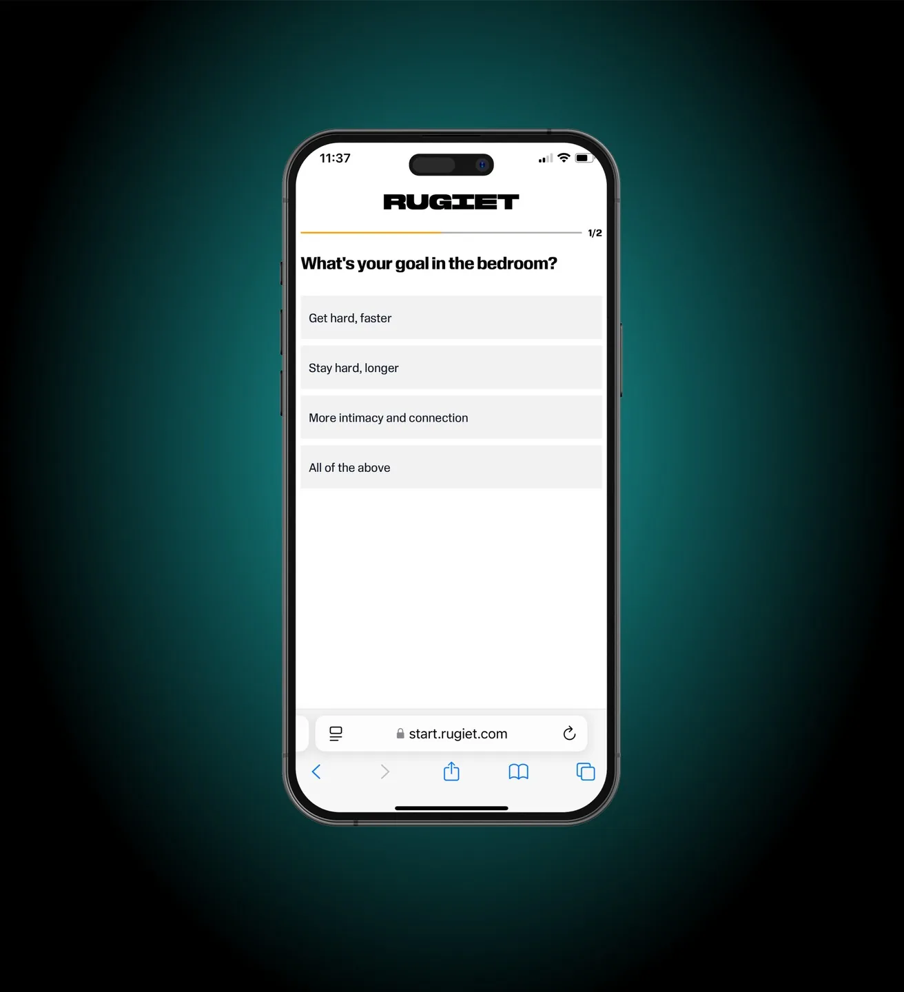 The Rugiet online intake on an iPhone